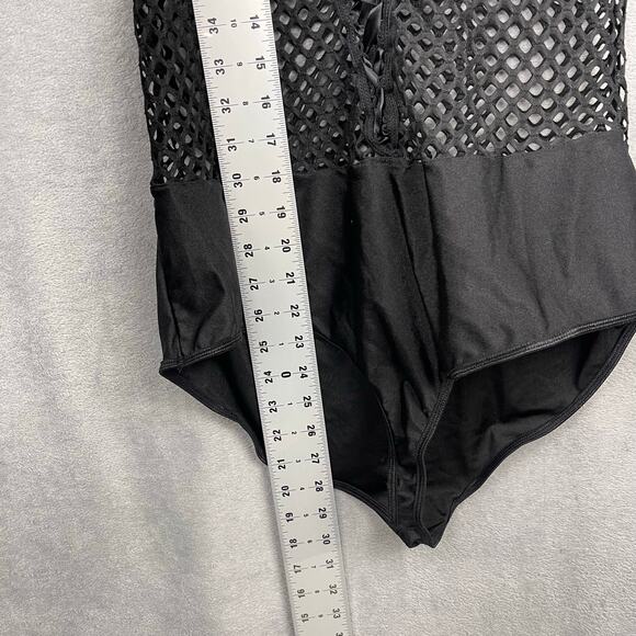 NWT Music Legs Lingerie Maid Costume Womens Plus OS Sexy Fishnet Black Halter - Picture 9 of 11